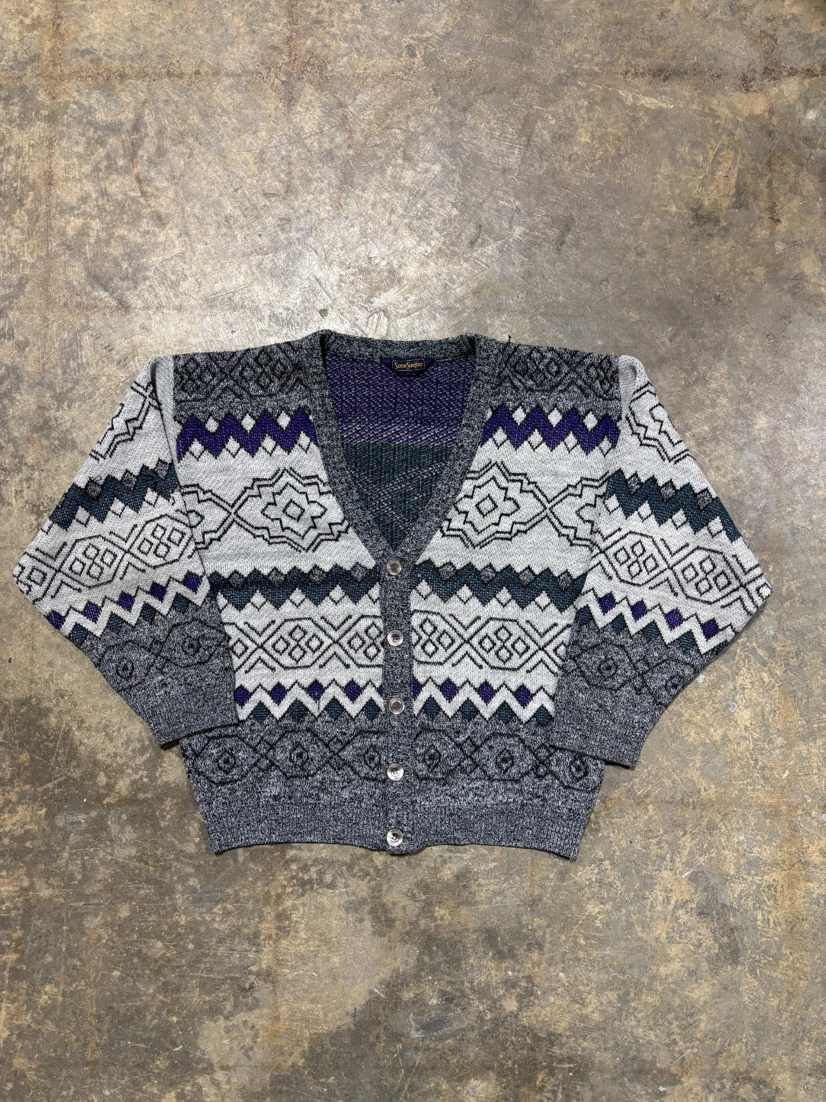 Vintage Serge Saint Ynes Knit Cardigan Sweater / Size Medium / Multi Colour