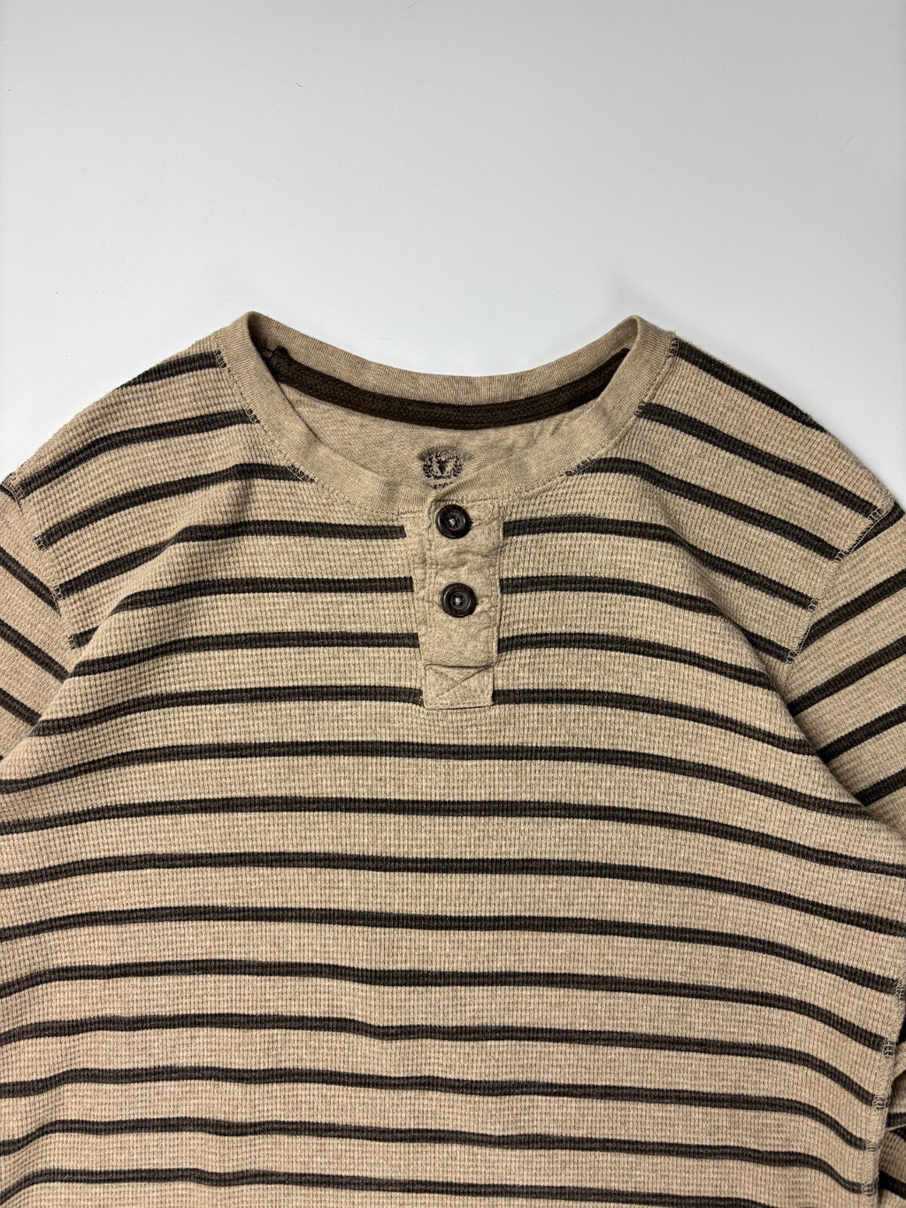 Vintage Henley Striped Cropped Thermal Shirt