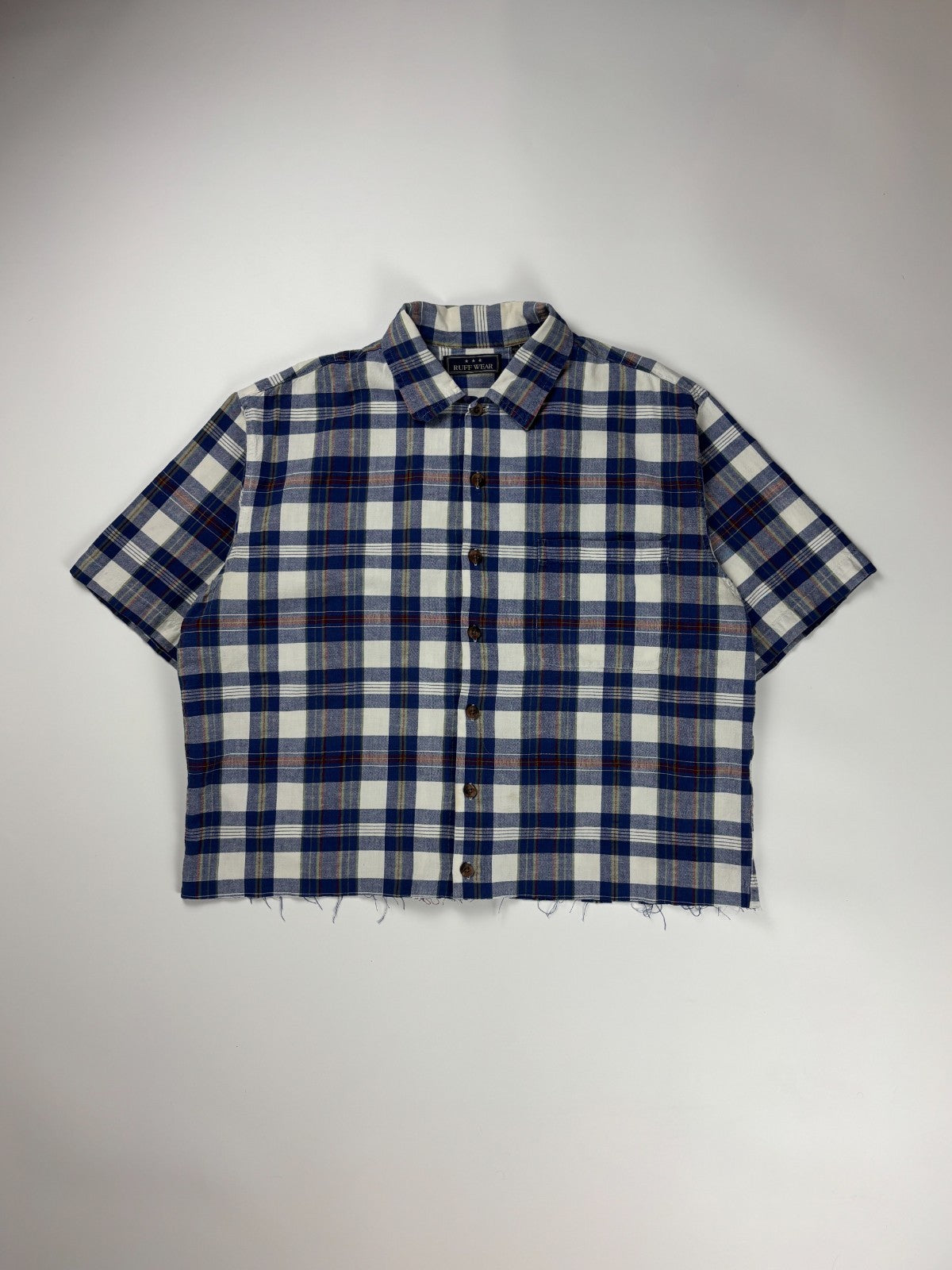 Vintage Ruff Wear Plaid Cropped Button Up Shirt