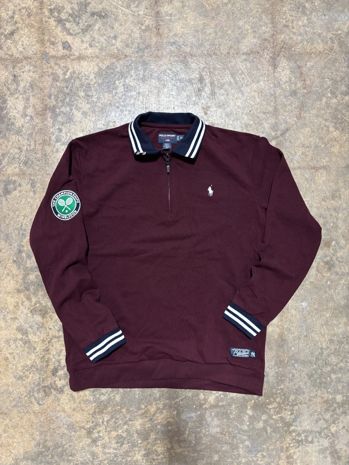 Vintage Polo Ralph Lauren Quarter Zip Sweatshirt - Wimbledon Tennis - Size XL