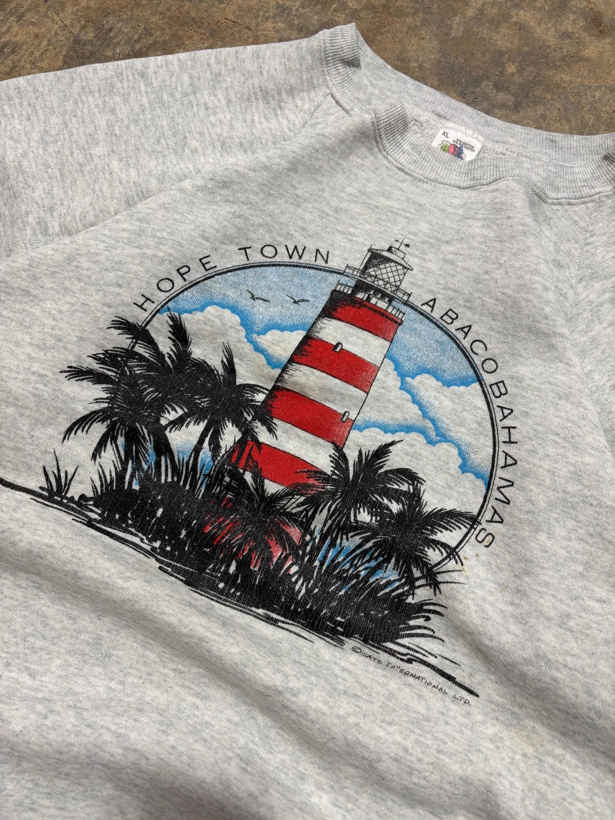 Vintage 1980s Hope Town Abaco Bahamas Sweatshirt - Travel Souvenir Size XL Gray