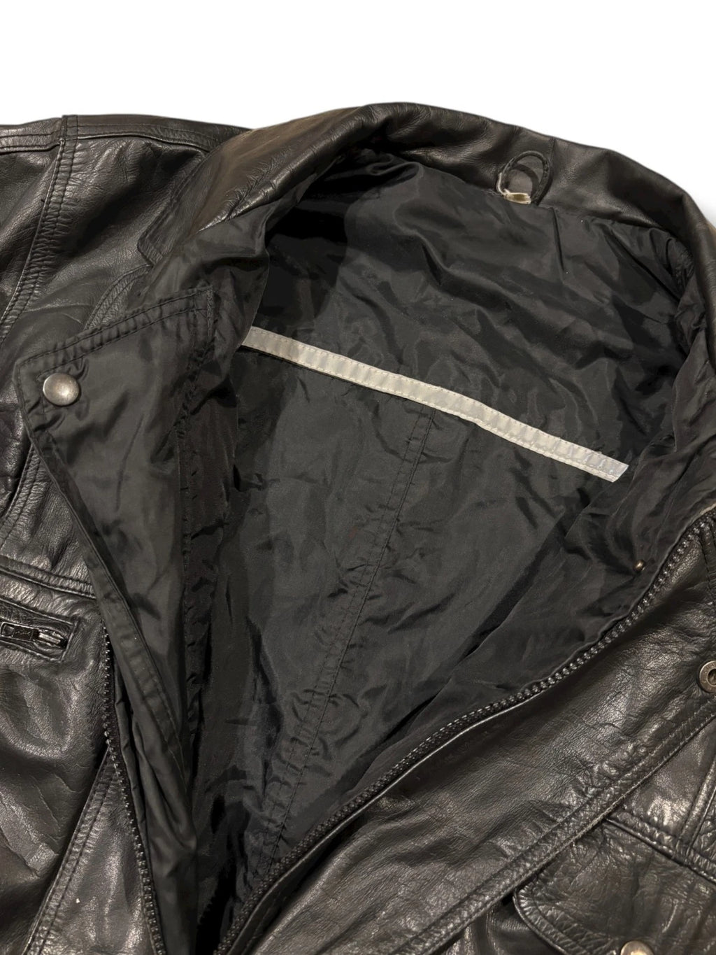 Vintage 1990s Black Leather Jacket - Medium - Streetwear Bomber Coat