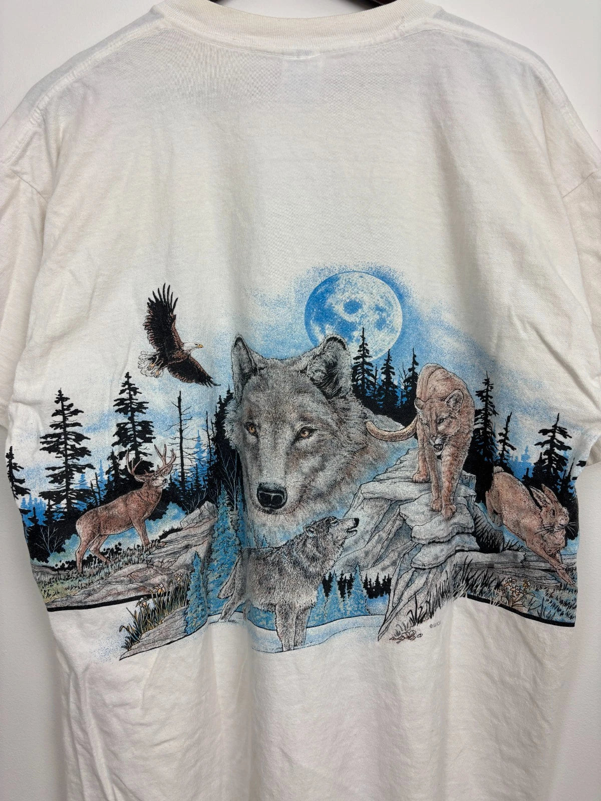 Vintage 1990s Reno Nevada T-Shirt - White - Size XL - Wolf Graphic Tee