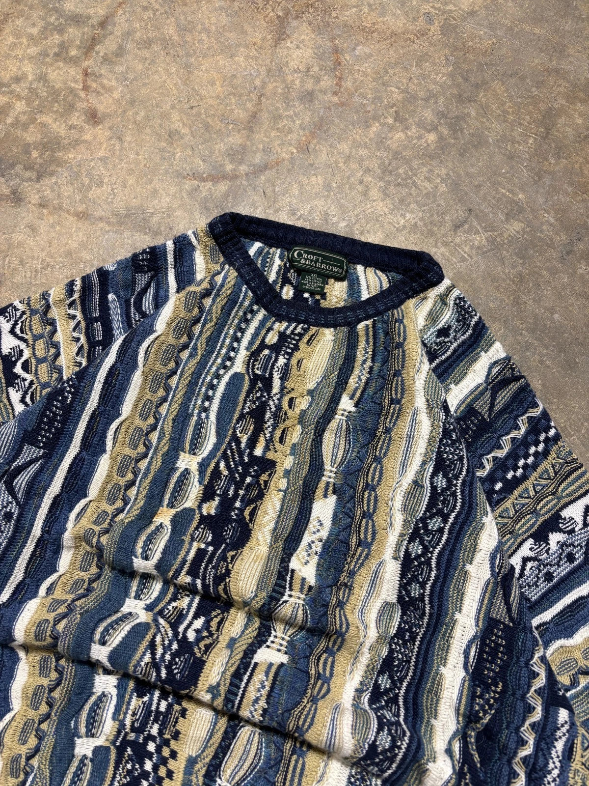 Vintage 3D Knit Pullover Sweater / Croft & Barrow / Size XXL / Multi Colour