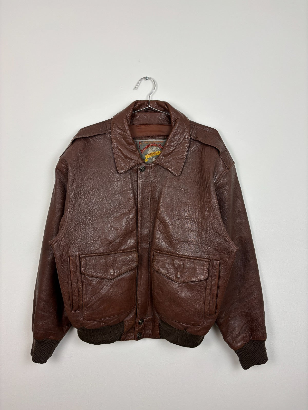 1990s Vintage Adventure Bound Leather Bomber Jacket