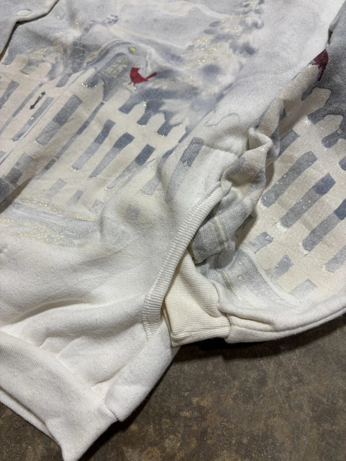 Vintage Winter Nature Sweatshirt - All Over Print Snow Sweater - Size Medium