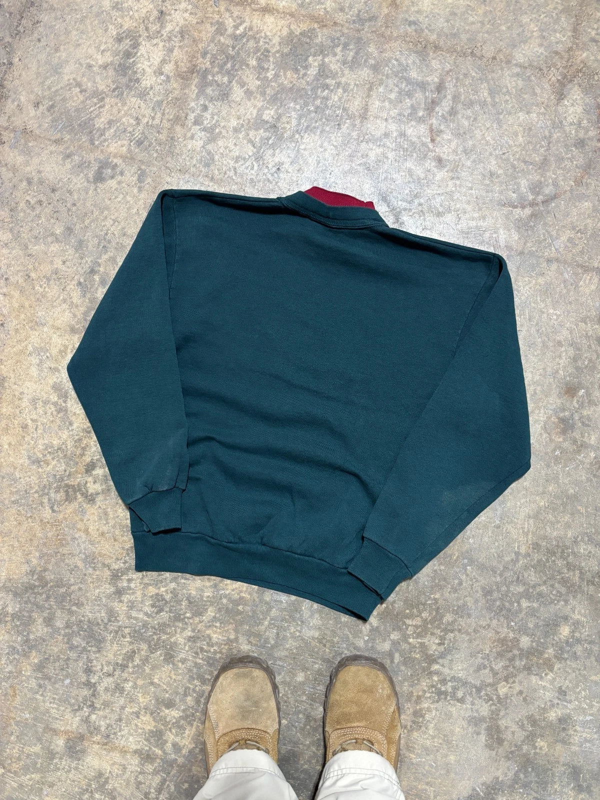 Vintage Cute Cat Graphic Sweatshirt - Green Pullover Sweater - Size Medium