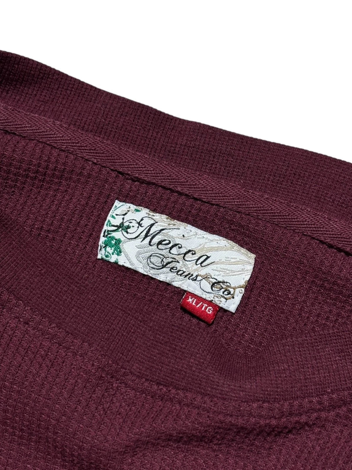 Vintage Y2K Mecca Thermal Long Sleeve Shirt - XL - Burgundy Skatewear