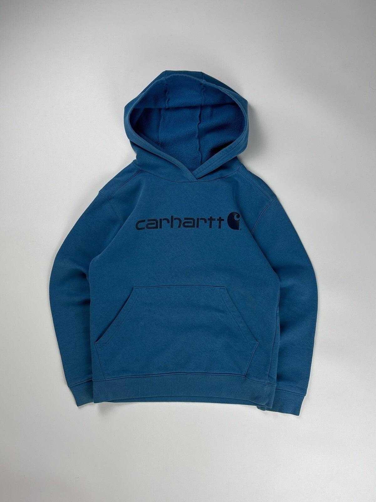 Vintage Carhartt Hoodie / Workwear Sweater Spellout Graphic Pullover Small Blue