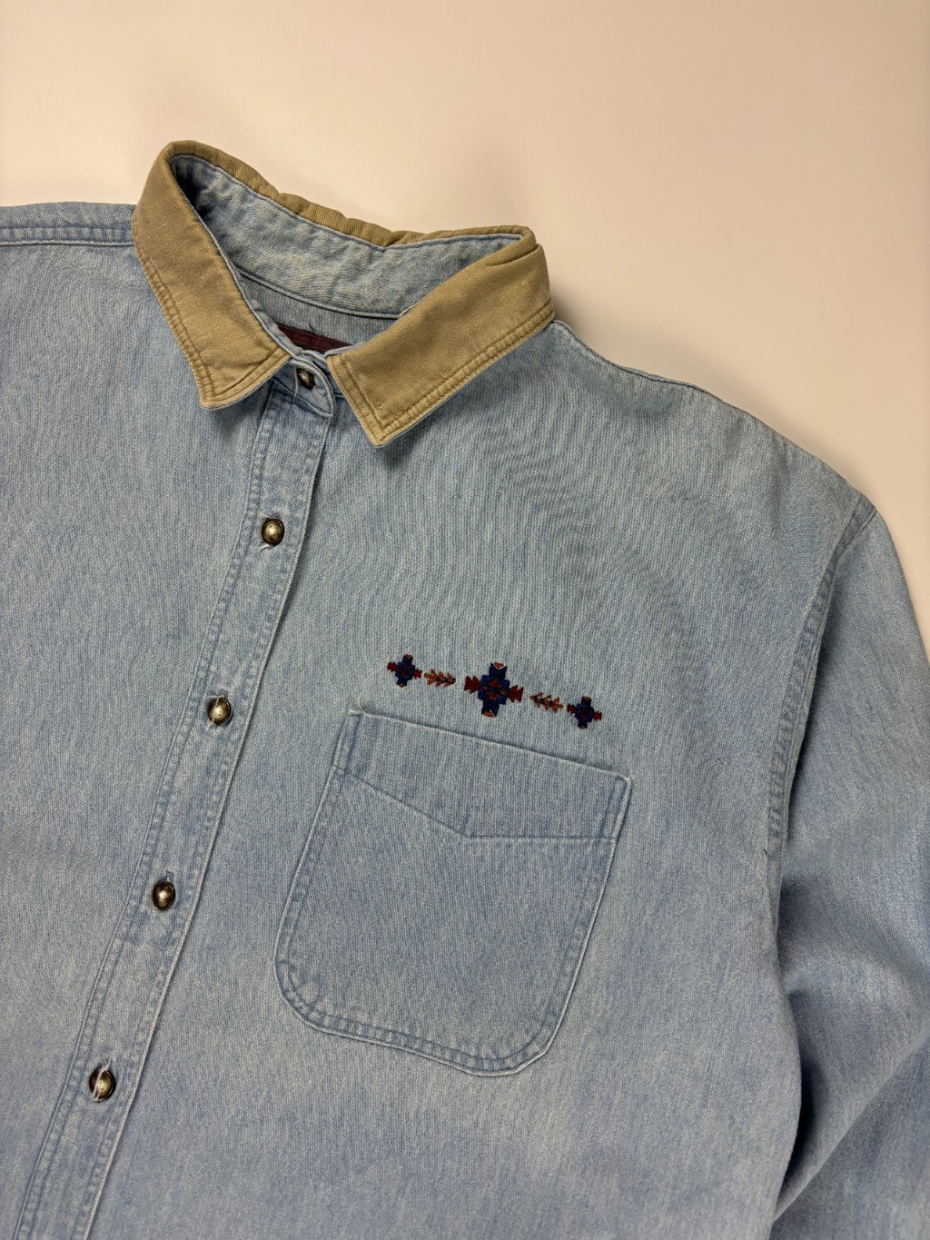 Vintage Woolrich Denim Cropped Button Up Shirt