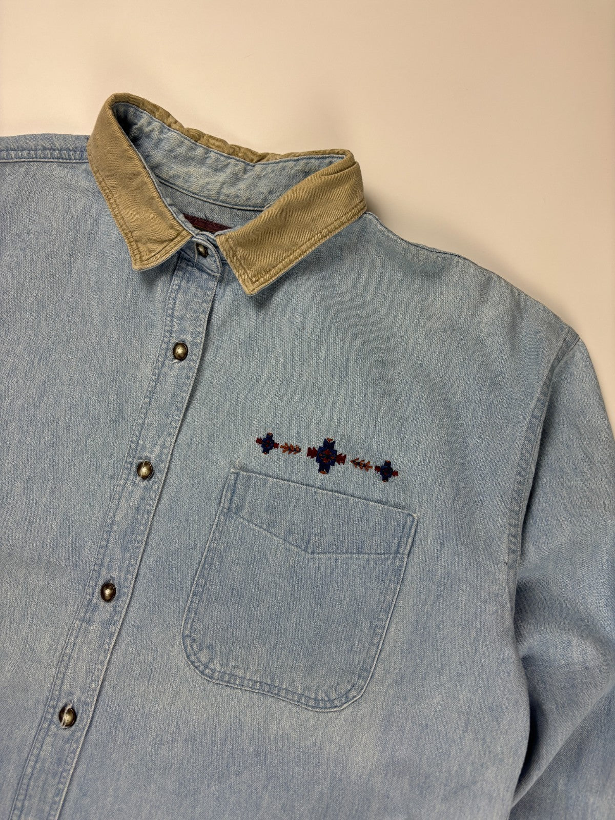 Vintage Woolrich Denim Cropped Button Up Shirt
