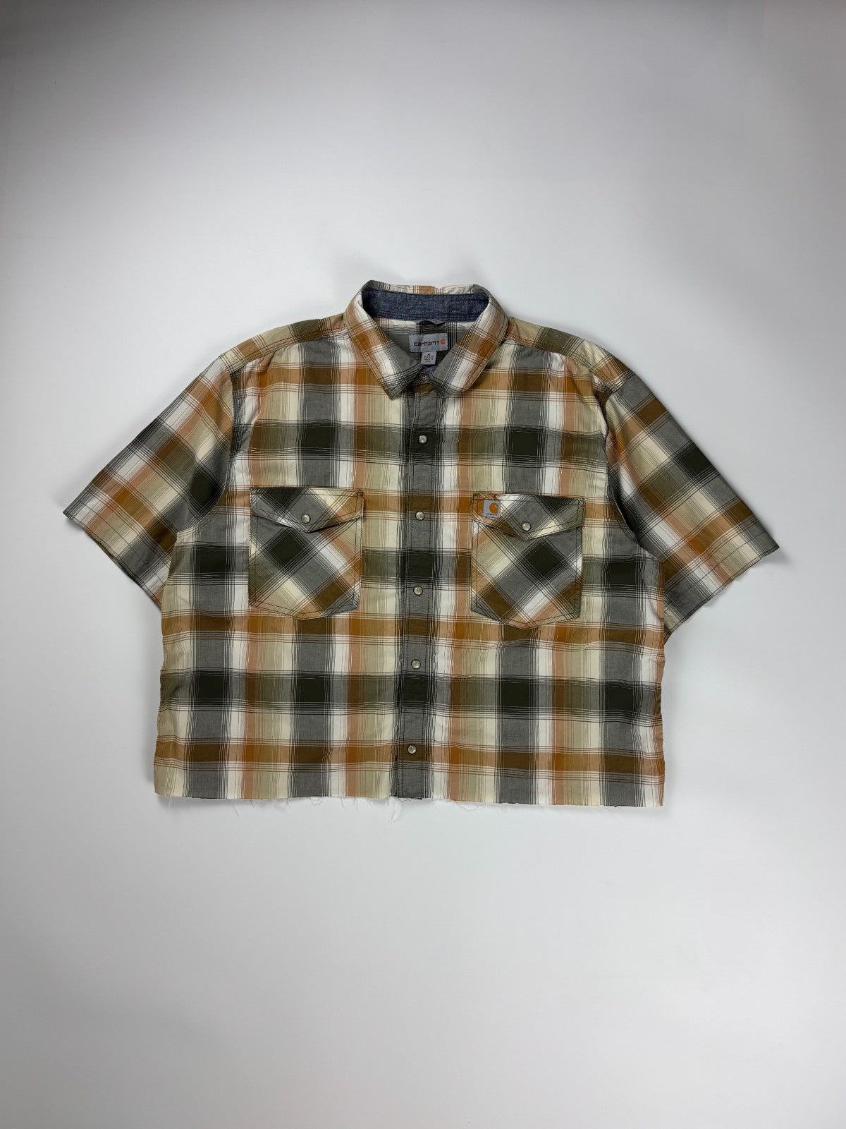 Vintage Carhartt Plaid Cropped Button Up Shirt