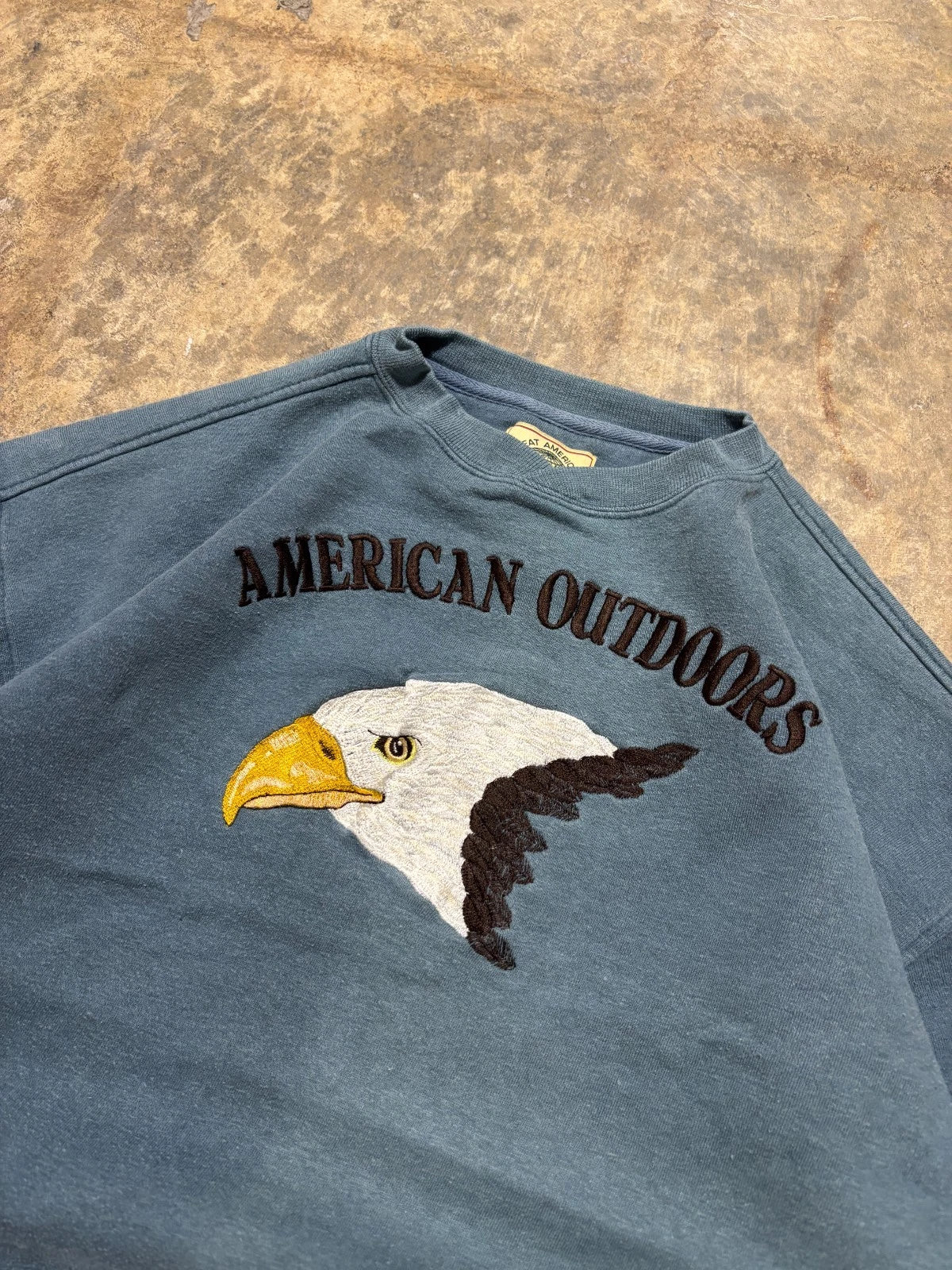 Vintage 1990s American Outdoors Eagle Sweatshirt - Nature Sweater - Size XL Blue