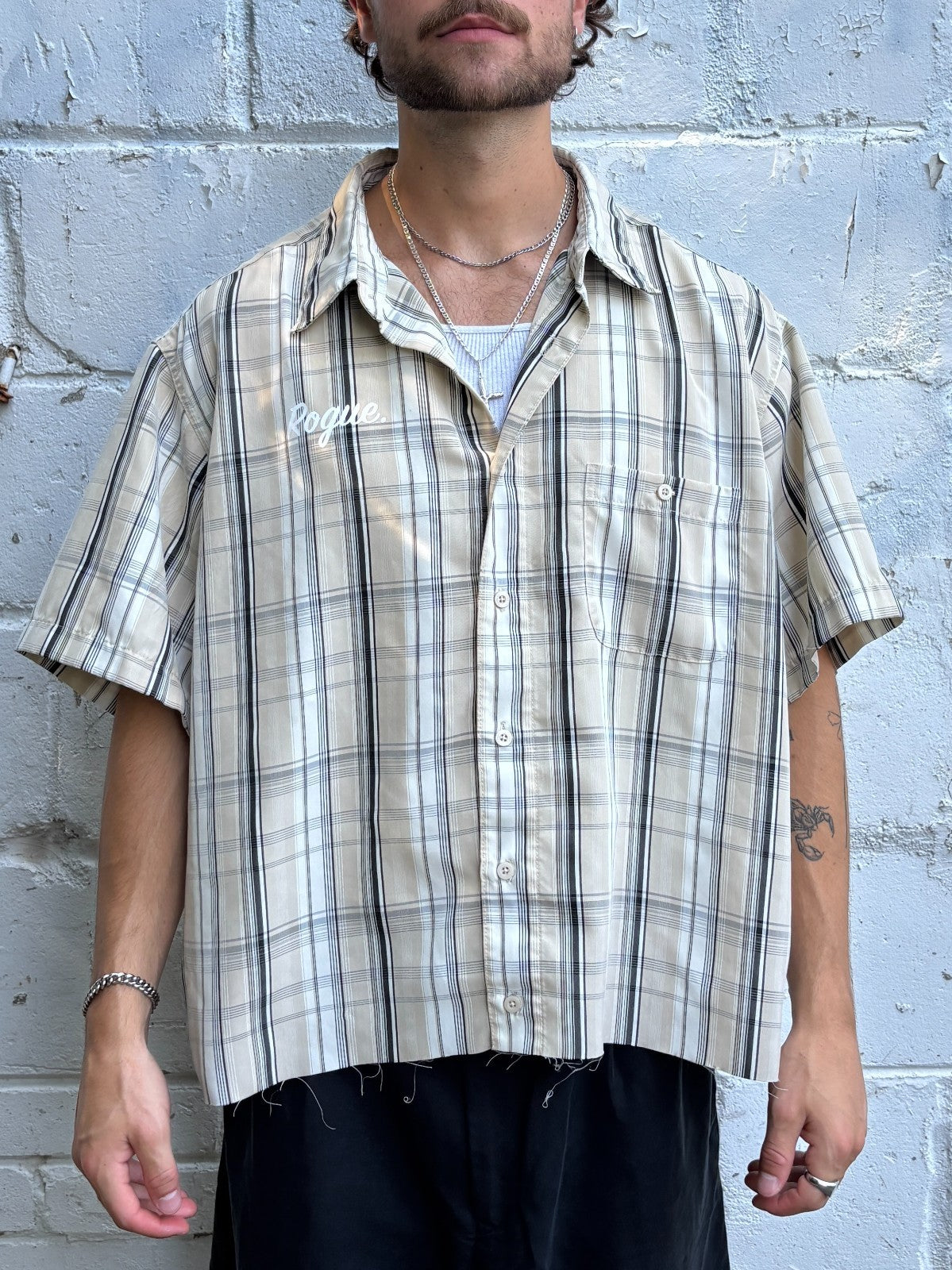 Vintage Roguehaus Plaid Cropped Button Up Shirt