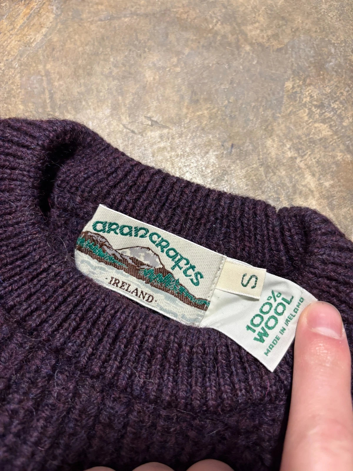 Vintage Ireland 100% Wool Pullover Sweater / Size Small / Purple