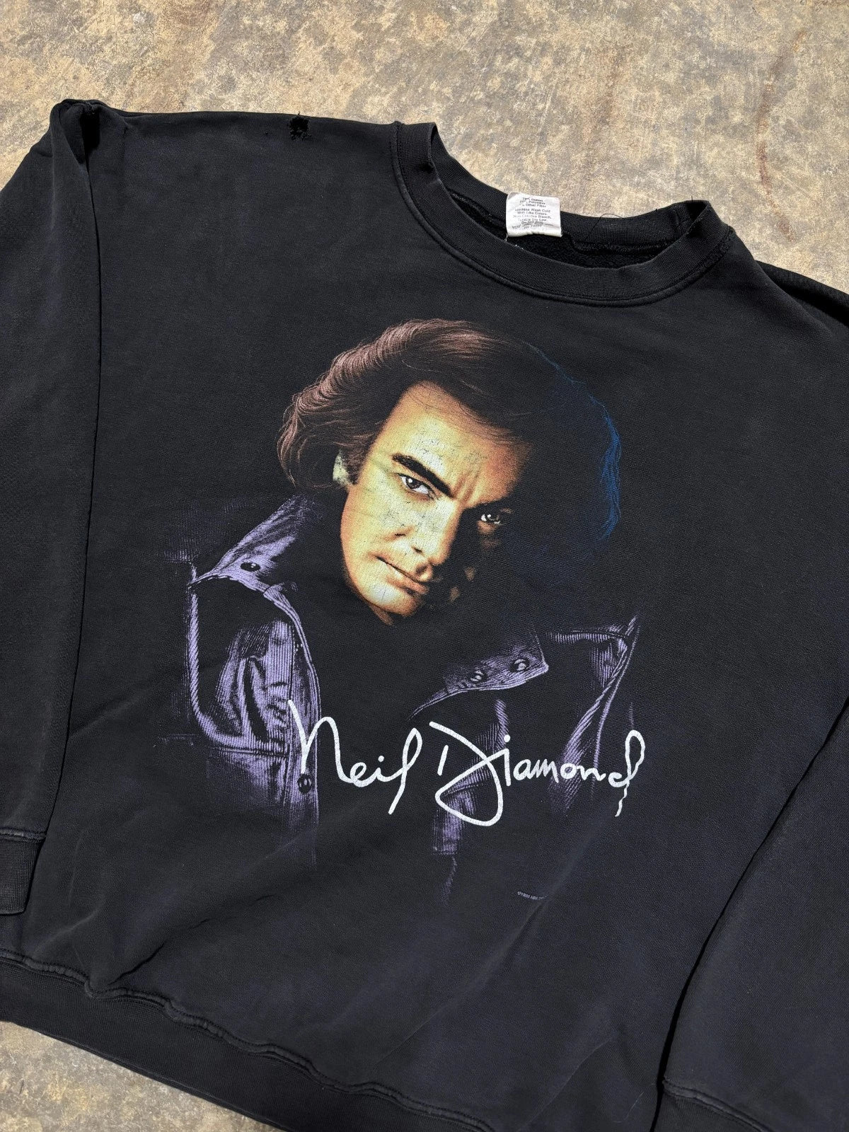 Vintage 1990s Neil Diamond Sweatshirt - Graphic Music Sweater - Size XL - Black