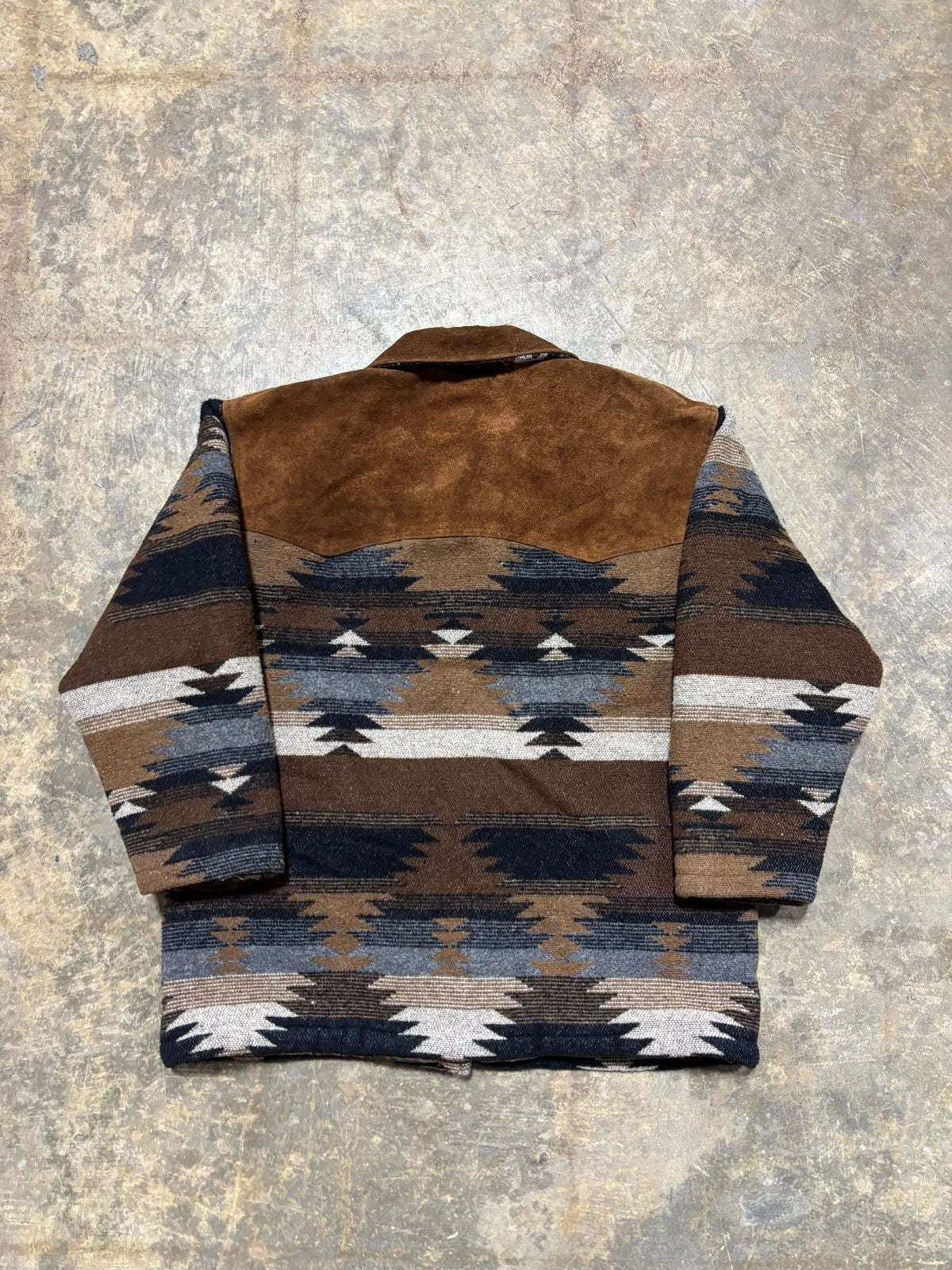 Vintage Hide House Aztec Jacket / Insulated Button Up Brown Coat / Size Medium