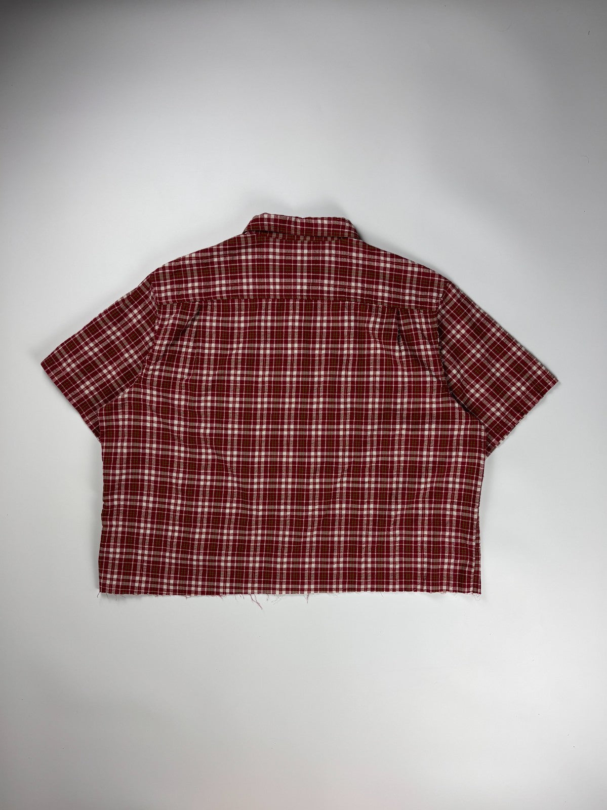 Vintage Red Head Plaid Cropped Button Up Shirt