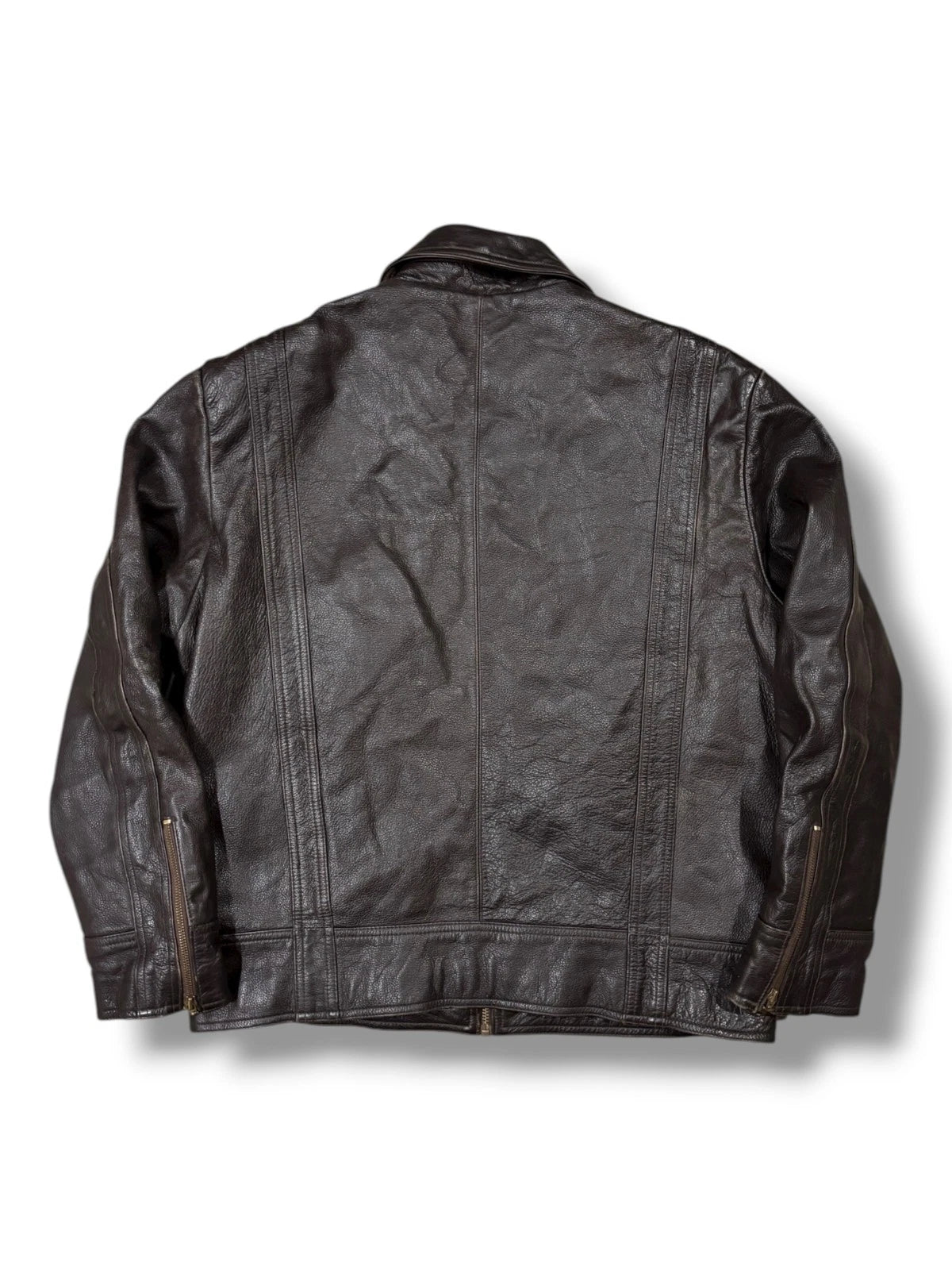 Vintage Dark Brown Leather Jacket - Large - Charles Klein Straight Cut Insulated