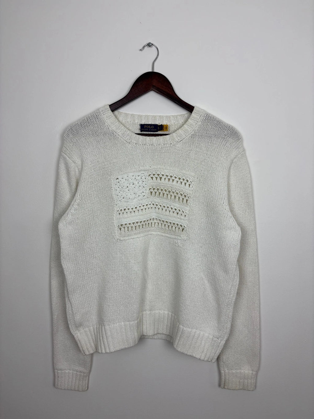 Vintage Polo Ralph Lauren Knit Sweater - Womens XL - White American Flag