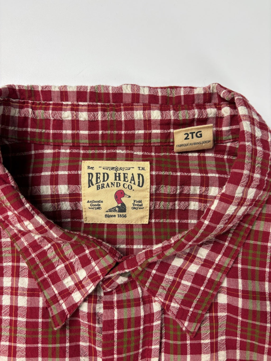 Vintage Red Head Plaid Cropped Button Up Shirt
