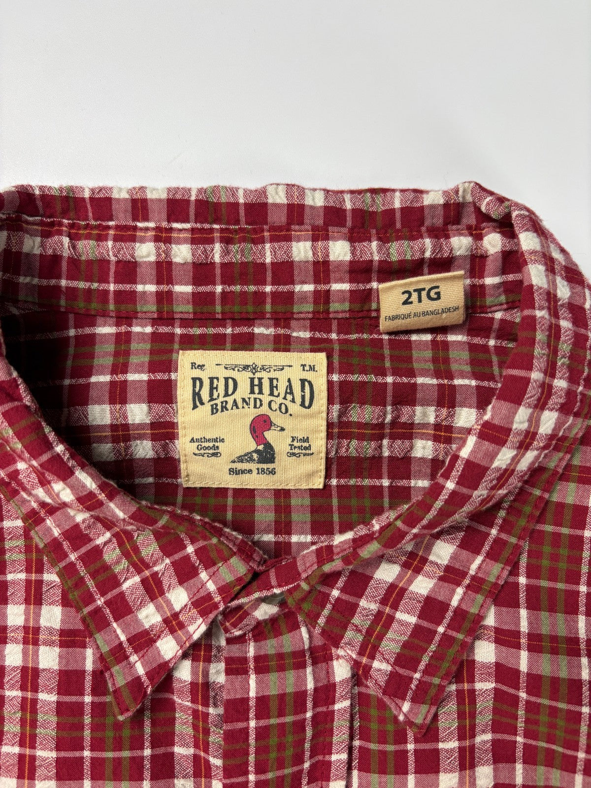 Vintage Red Head Plaid Cropped Button Up Shirt