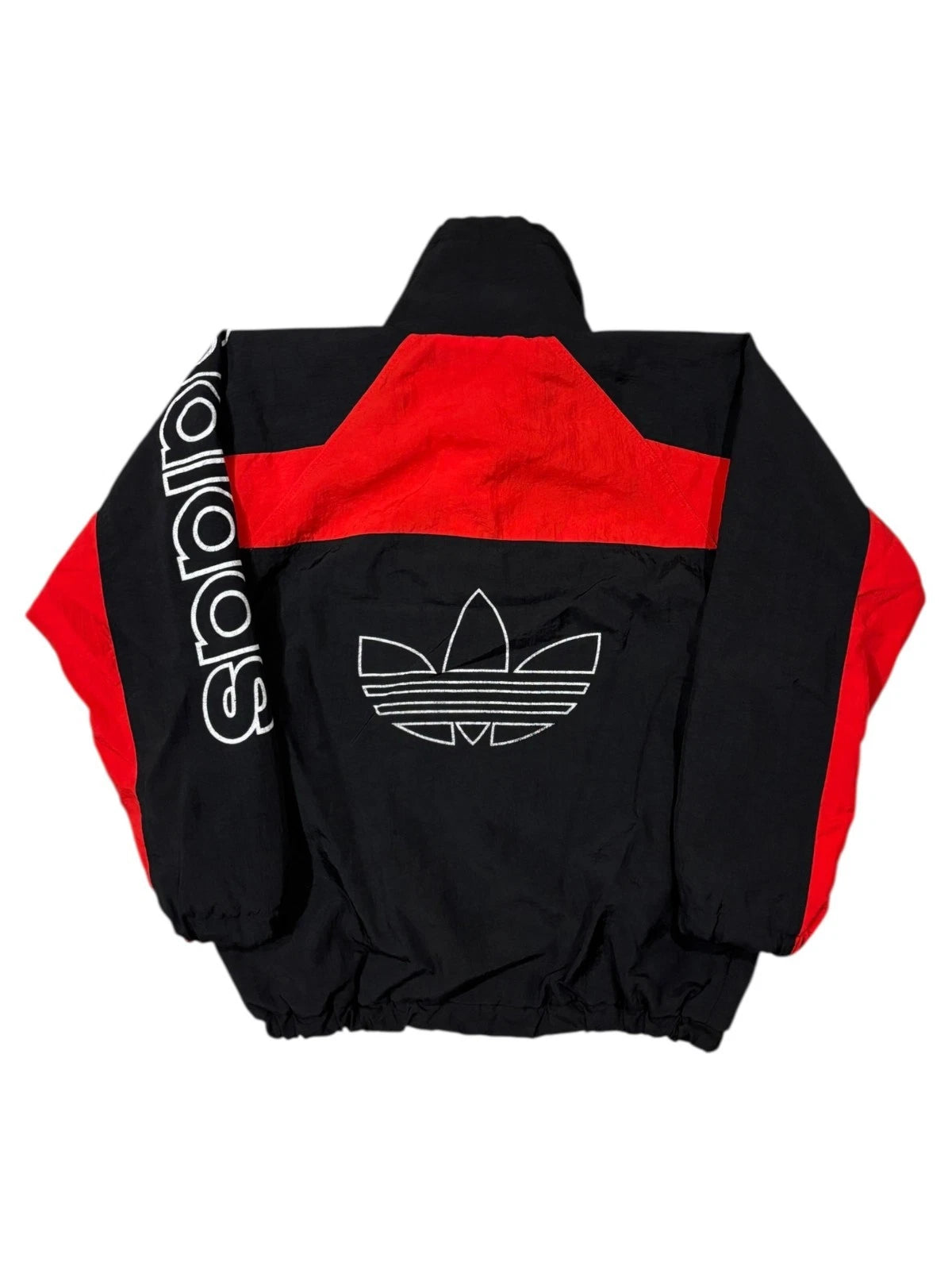 Vintage 1980s Adidas Pullover Windbreaker - Small - Black & Red - Nylon Jacket