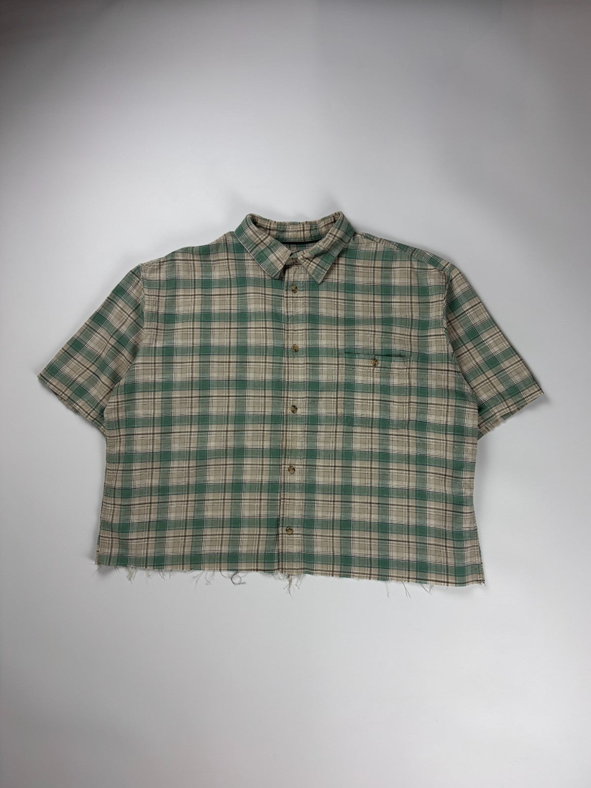 Vintage St Johns Bay Plaid Cropped Button Up Shirt