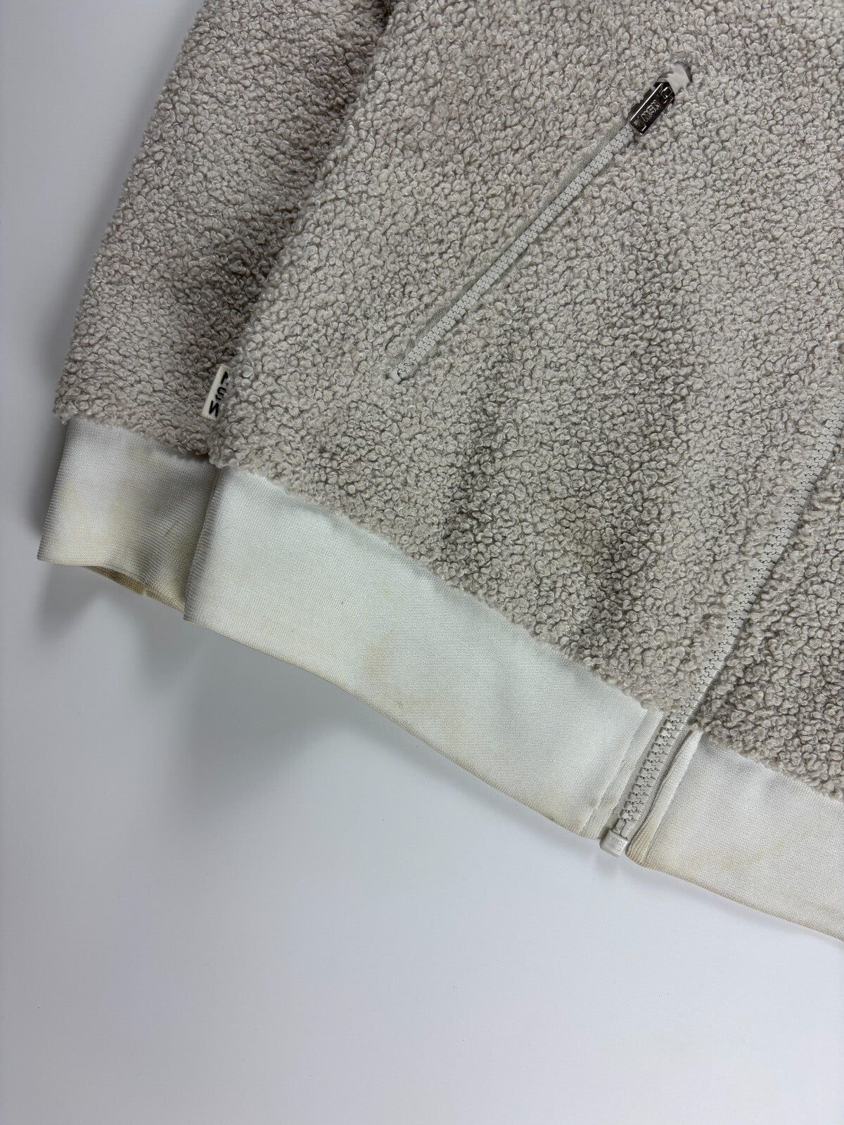 Vintage Nike Sherpa Lined Jacket / Athletic Sportswear / Full Zip Up Small White