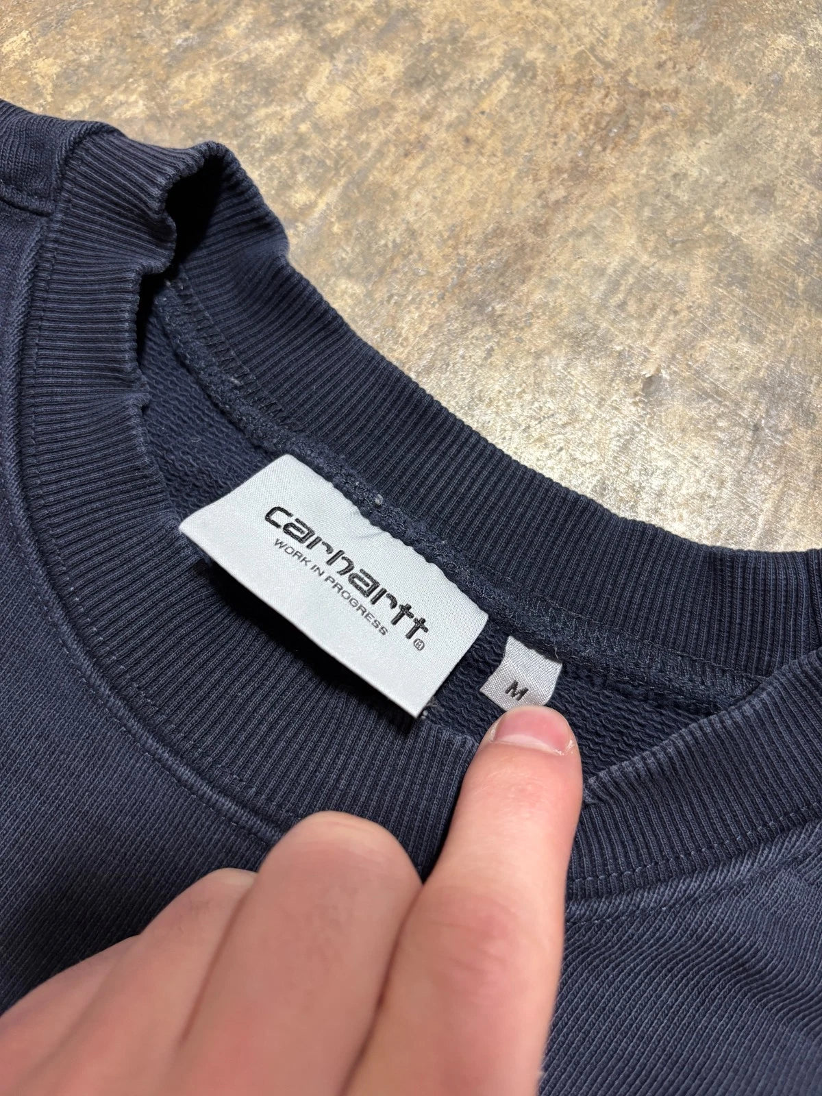 Vintage Carhartt Pocket Sweatshirt - Workwear Sweater - Size Medium - Navy Blue