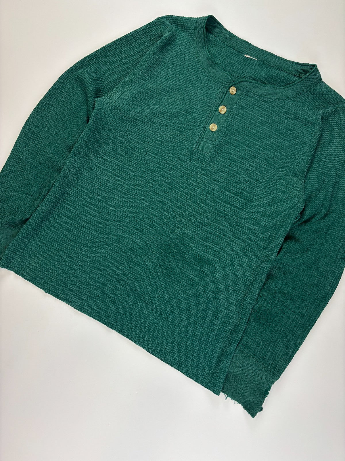 Vintage Cropped Henley Thermal Shirt