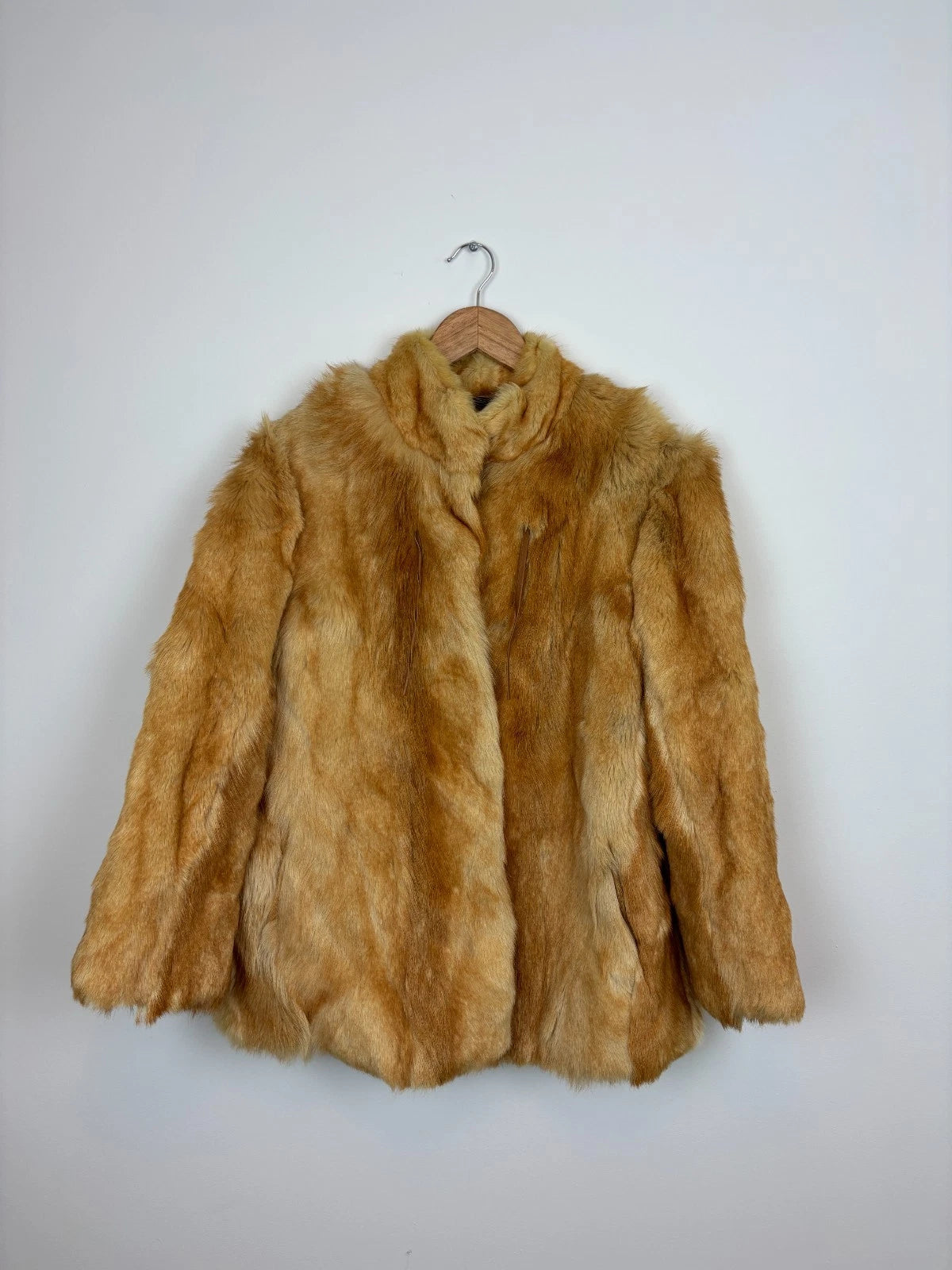 Vintage 1980s Real Fur Coat / Size 42 Medium / 100% Viscose / Orange Fur Coat