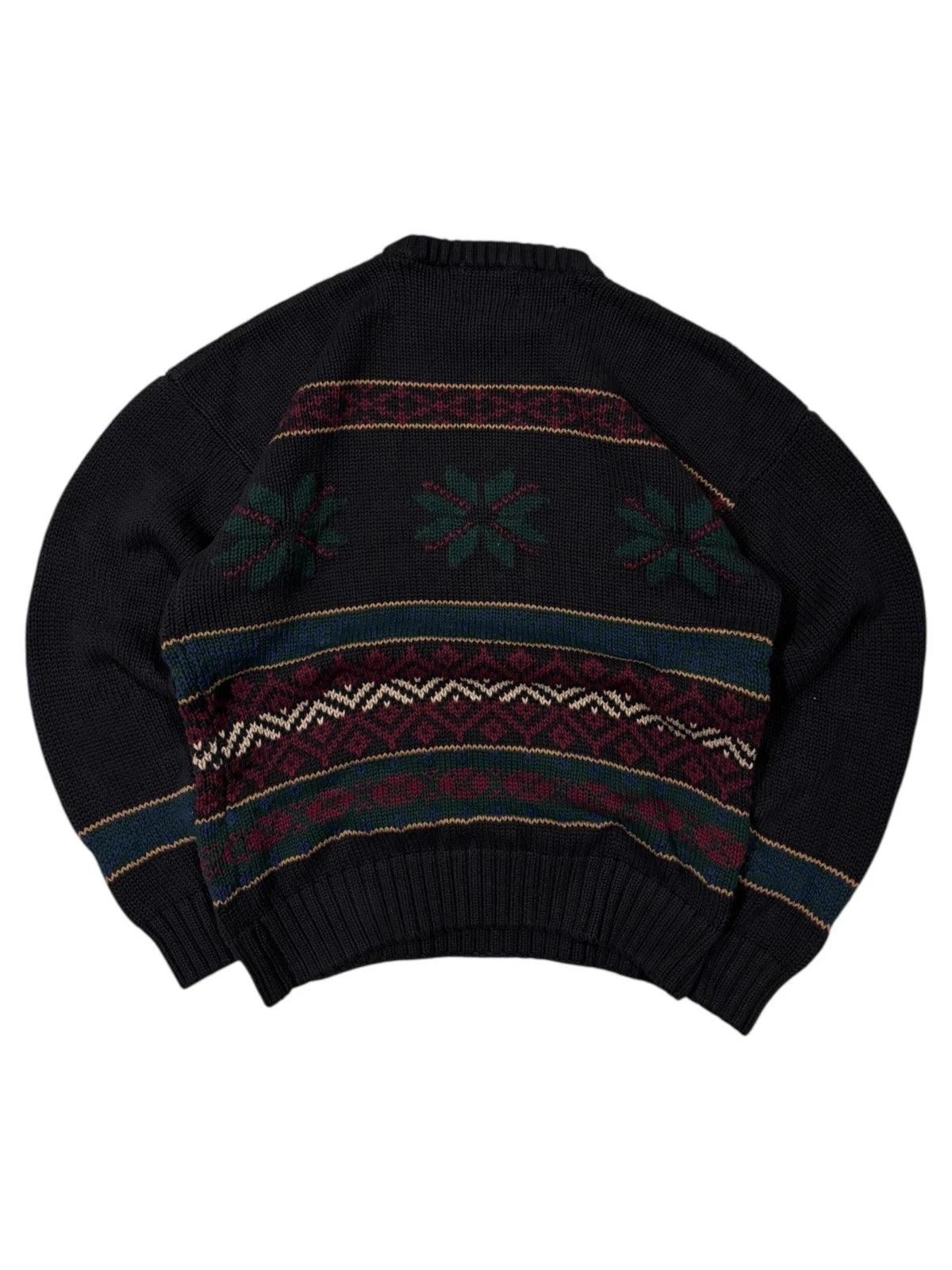 Vintage Abstract Black Knit Sweater - Medium - Christmas Pullover