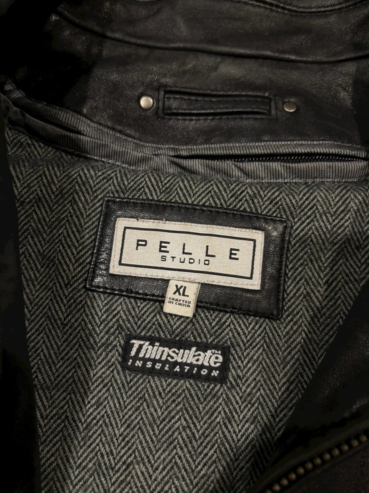 Vintage Black Pelle Leather Jacket - XL - Insulated Bomber Coat