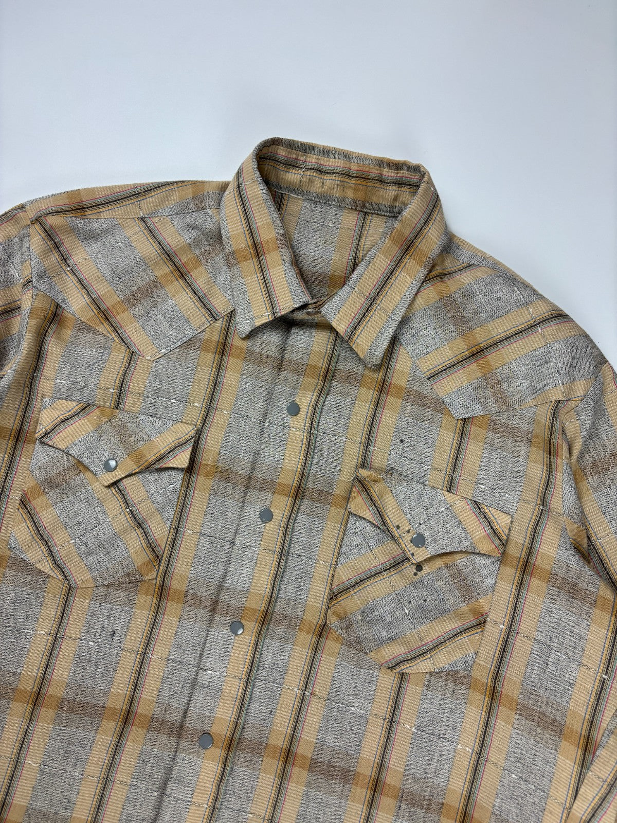 Vintage Western Striped Cropped Button Up Shirt