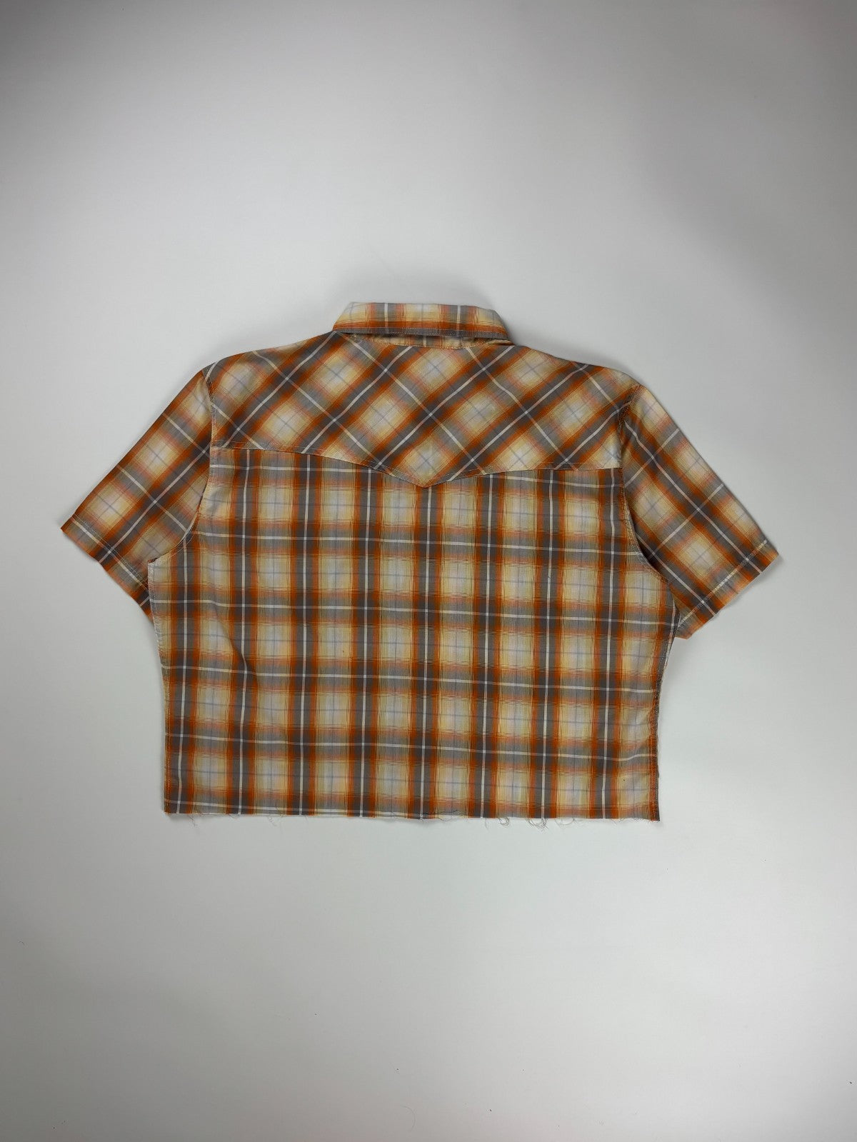 Vintage Western Plaid Cropped Button Up Shirt