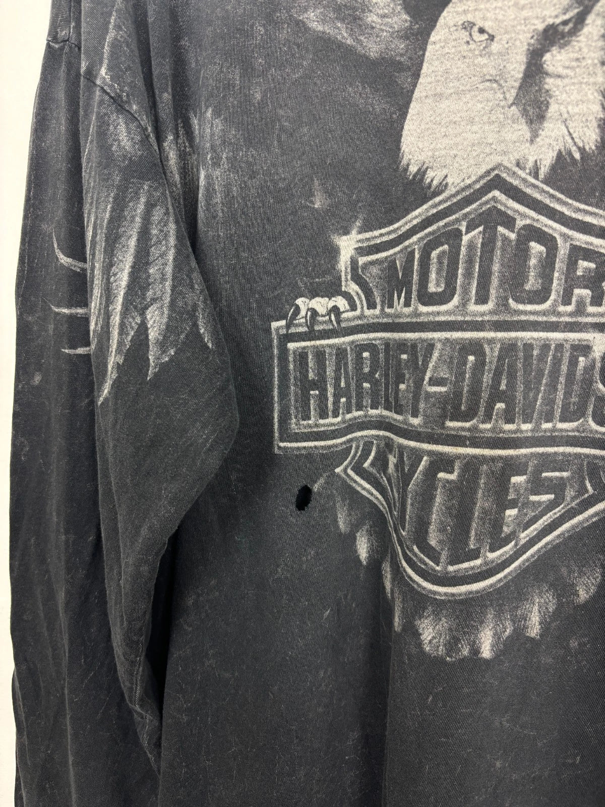 Vintage Y2K Harley Davidson Eagle Long Sleeve Shirt - Black - Size Large