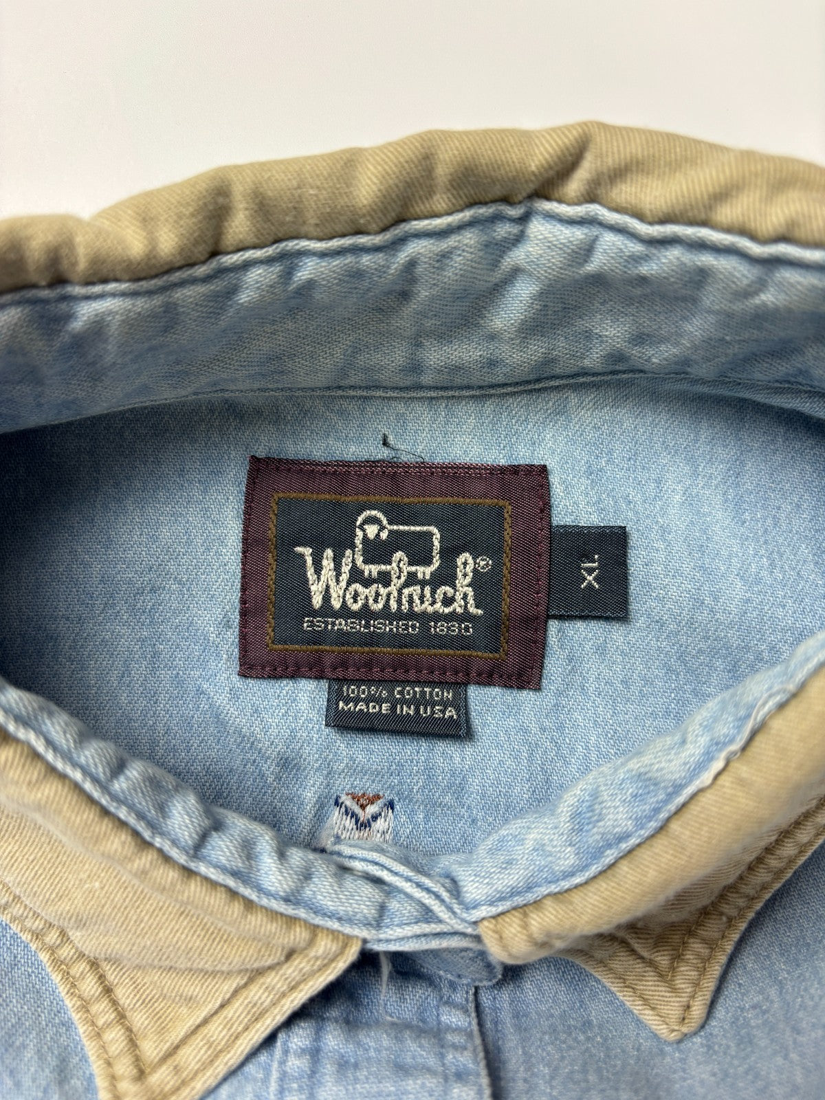 Vintage Woolrich Denim Cropped Button Up Shirt