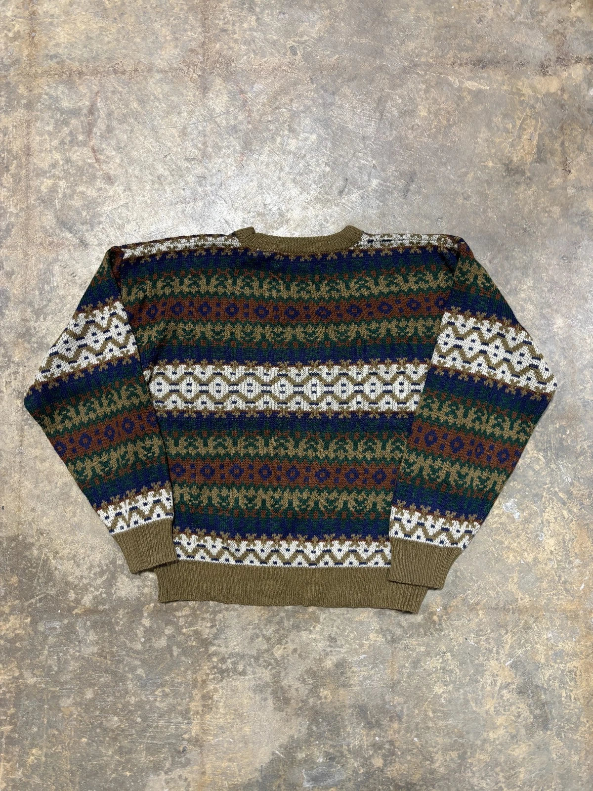 Vintage Functionals Pullover Knit Sweater / Size Large / Abstract Multi Colour