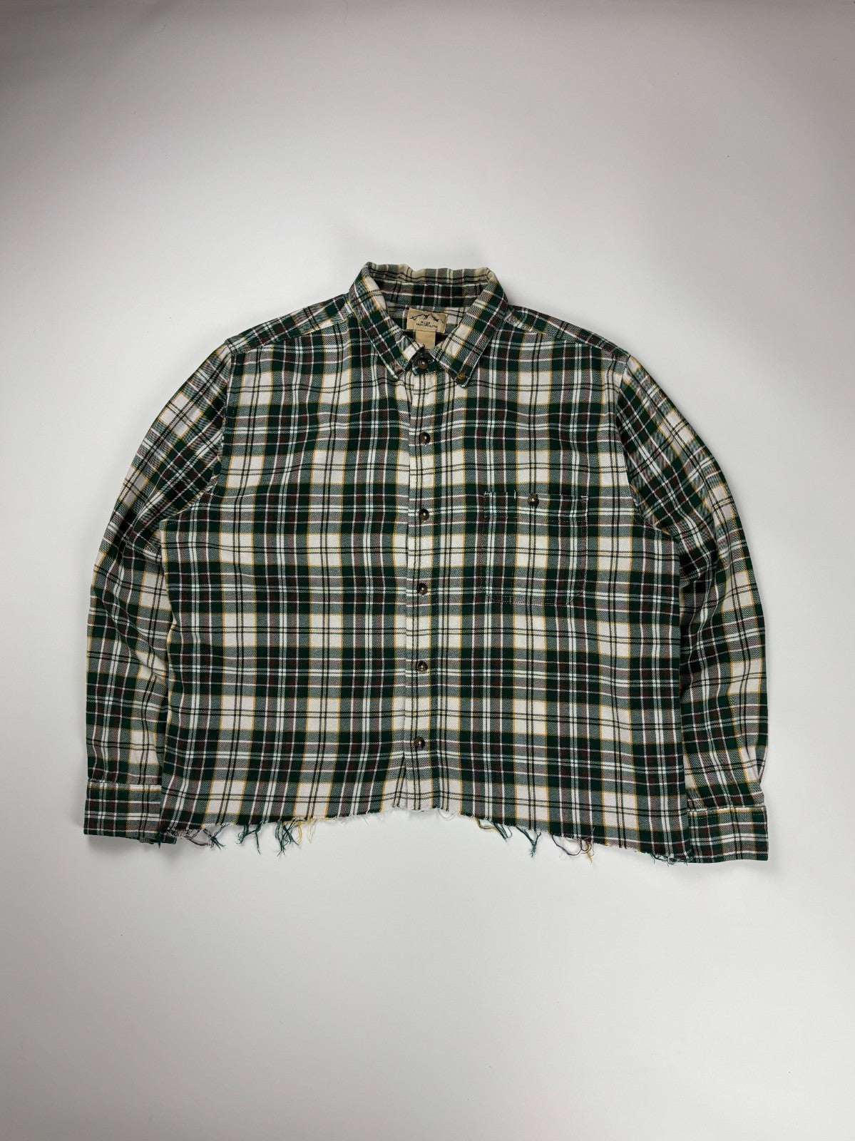Vintage Blue Mountain Plaid Cropped Button Up Shirt