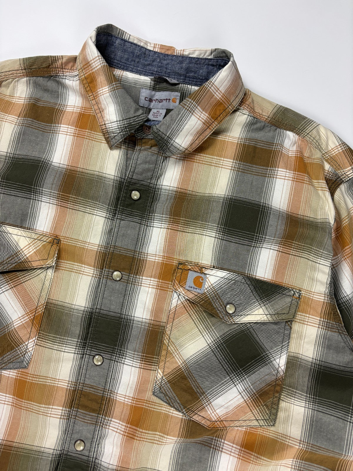 Vintage Carhartt Plaid Cropped Button Up Shirt