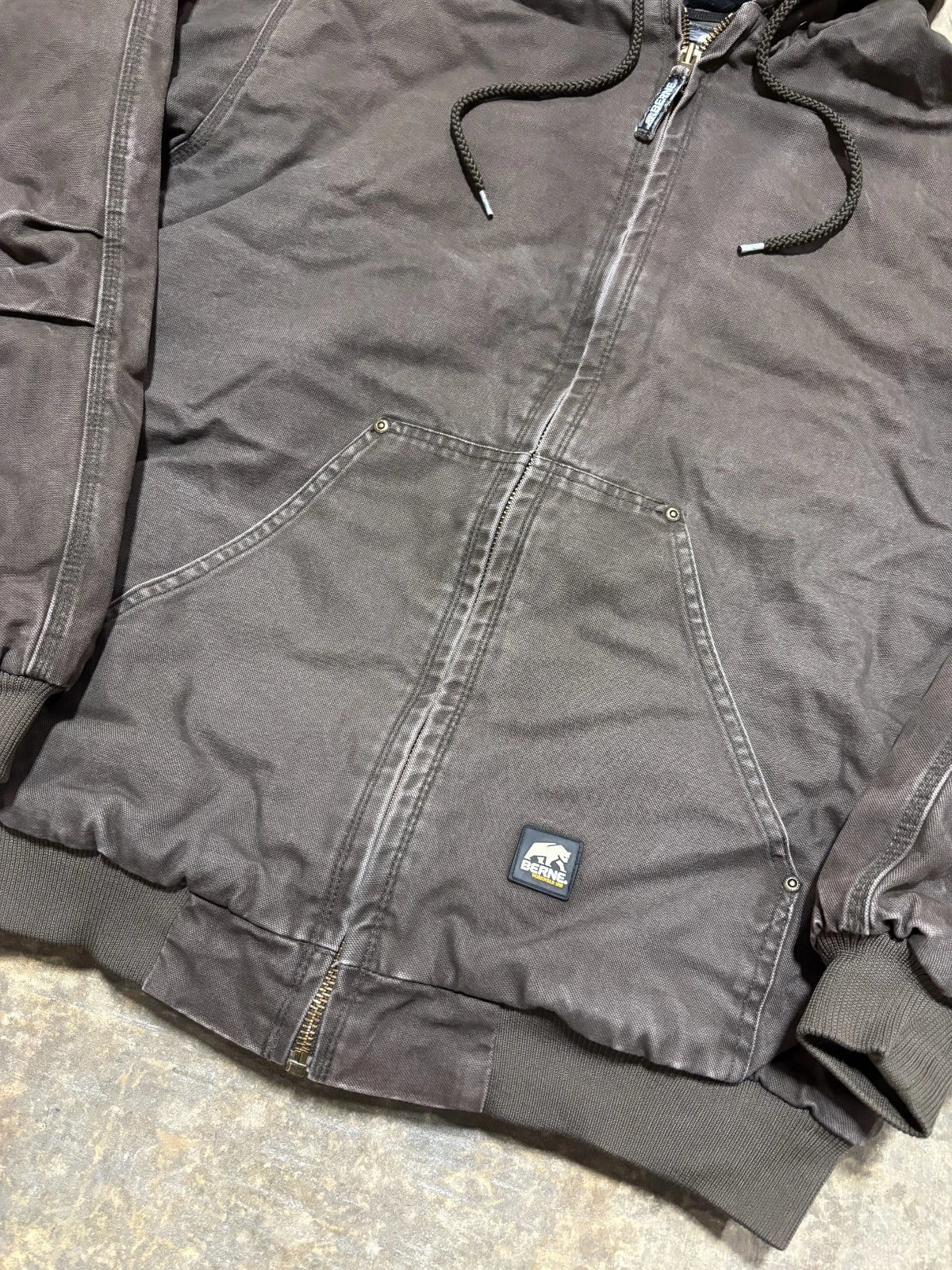 Vintage Berne Workwear Jacket / Insulated Zip Up Coat / Brown Carhartt / Size XL