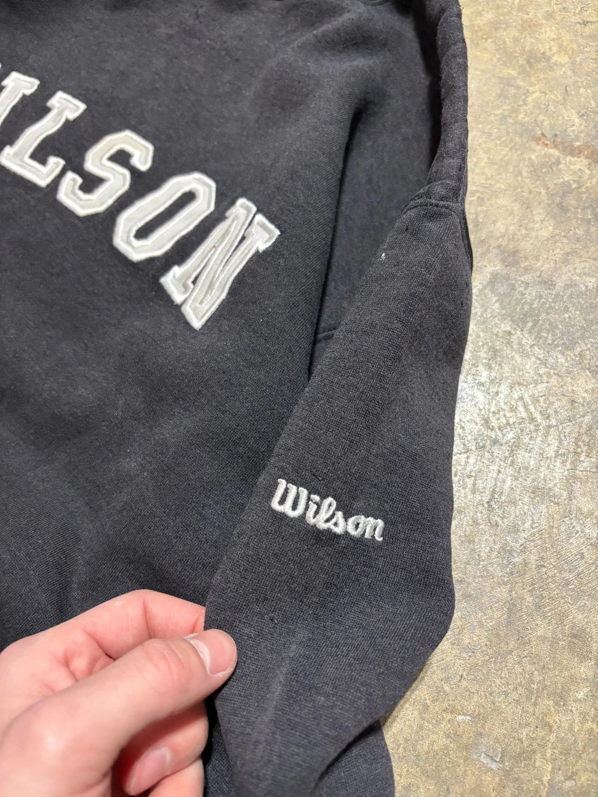Vintage Wilson Spellout Graphic Sweatshirt - Size Large - Black