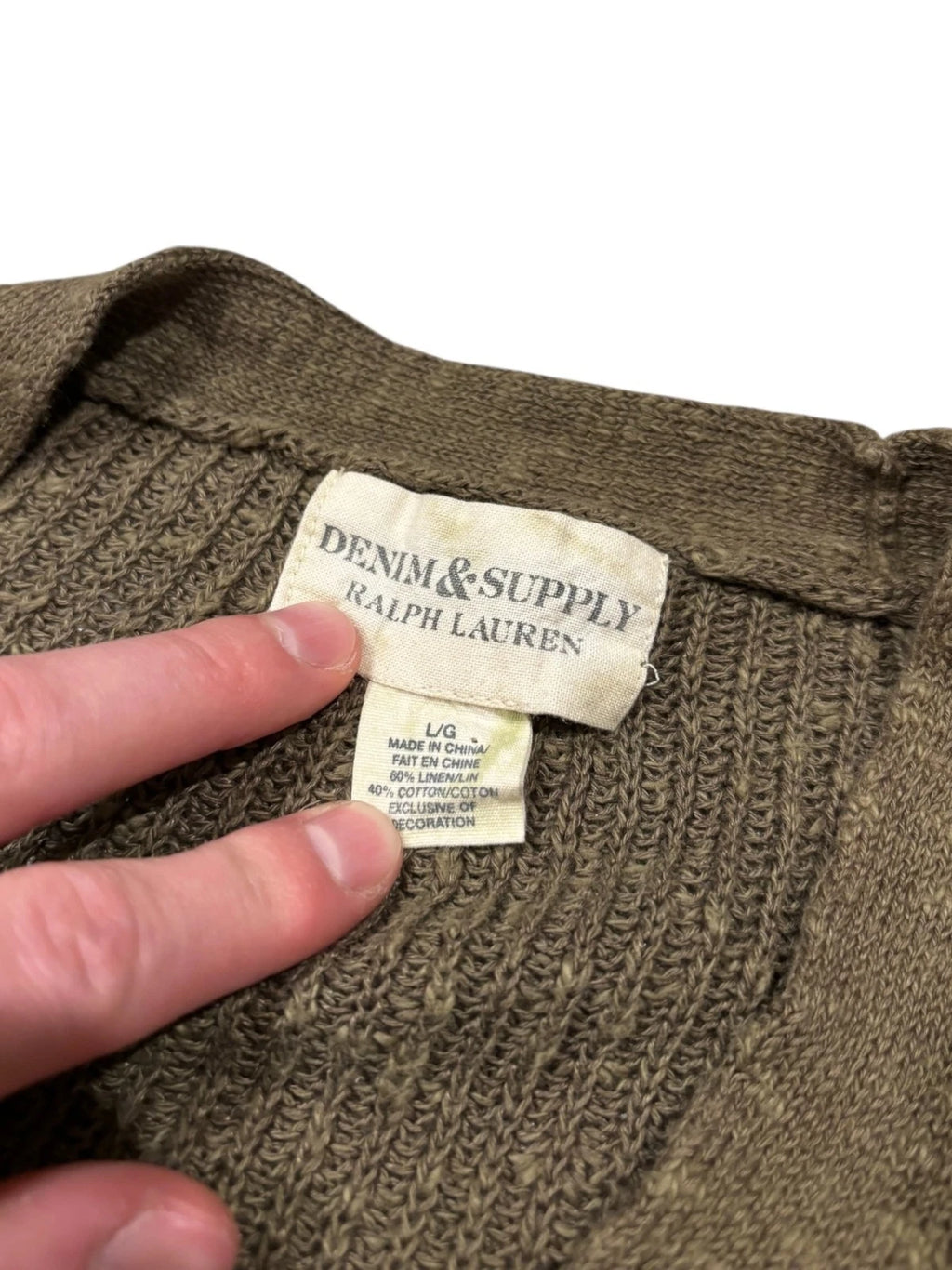 Vintage Ralph Lauren Cardigan - Large - Olive Green - Denim & Supply