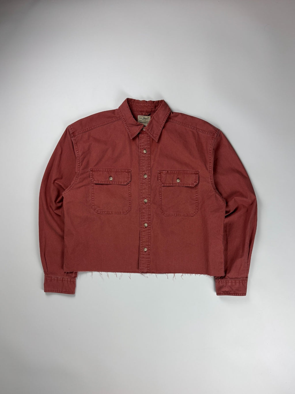 Vintage LL Bean Plain Cropped Button Up Shirt