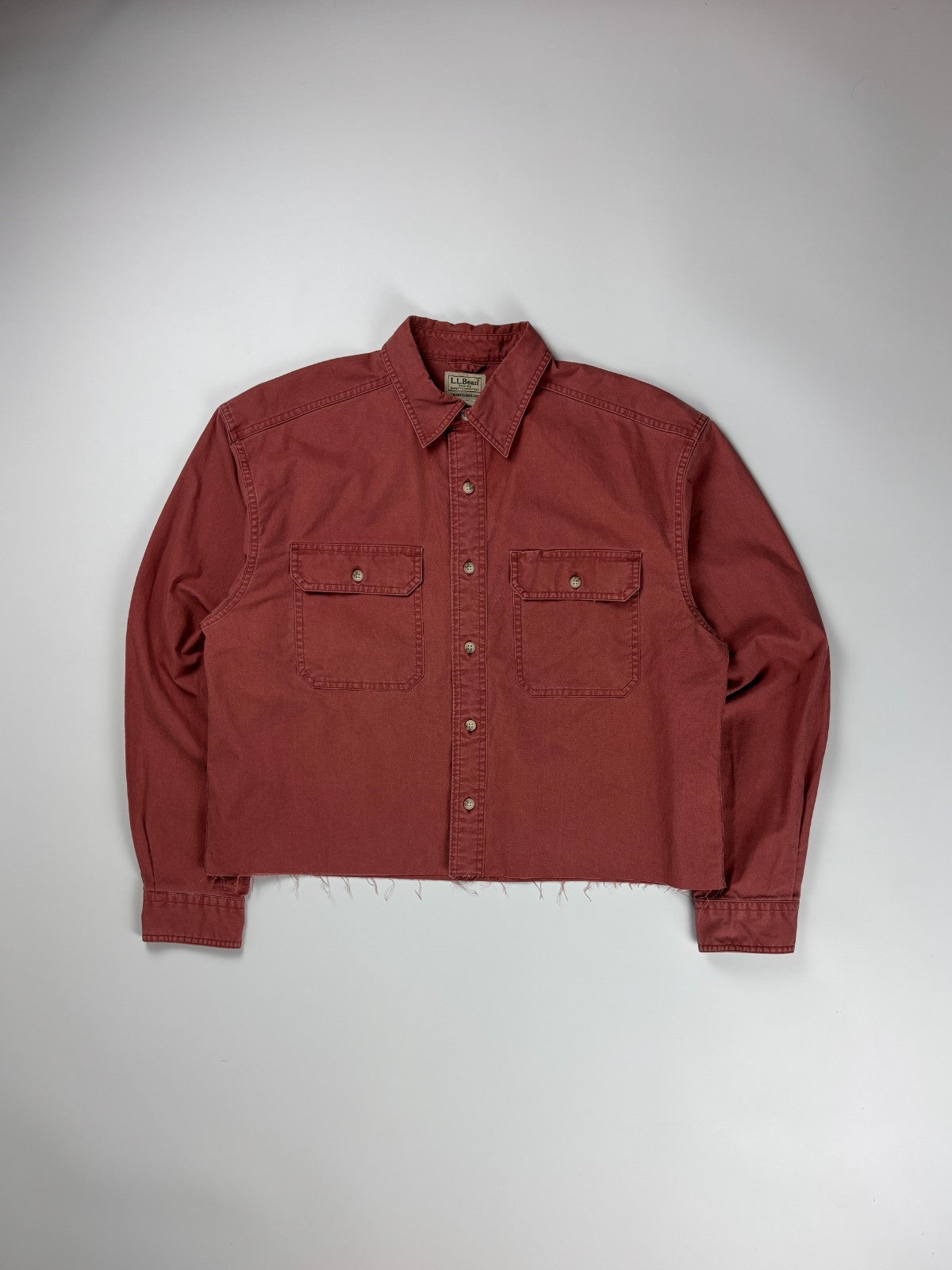 Vintage LL Bean Plain Cropped Button Up Shirt