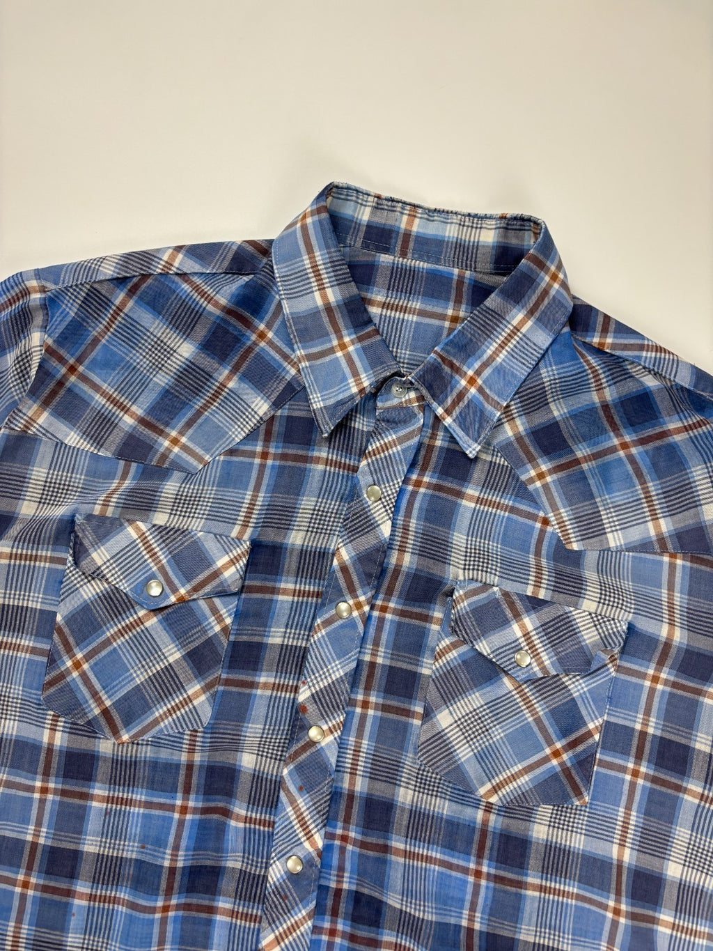 Vintage Western Plaid Cropped Button Up Shirt
