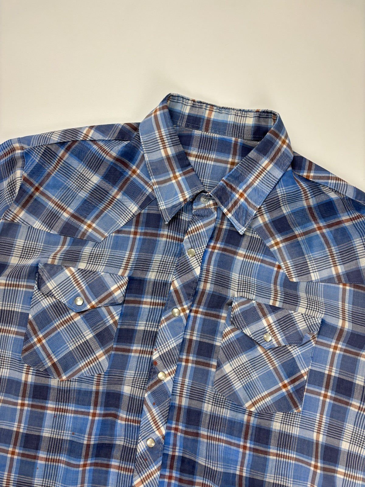 Vintage Western Plaid Cropped Button Up Shirt