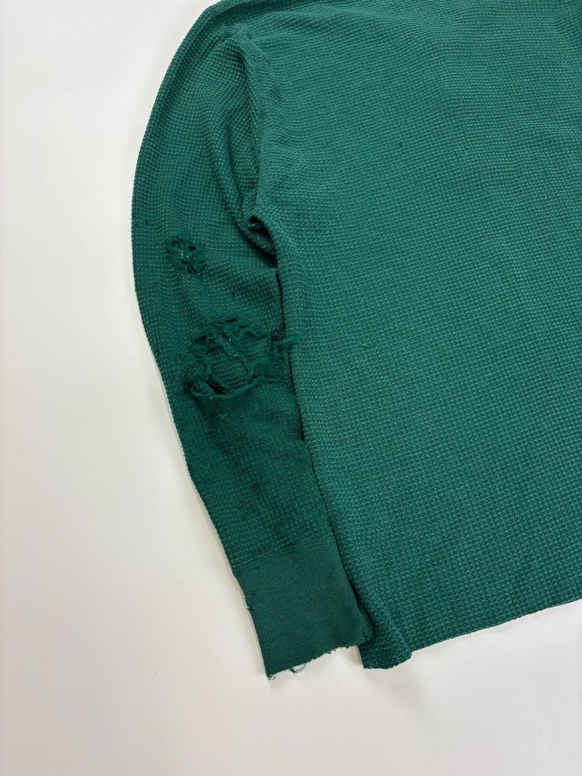Vintage Cropped Henley Thermal Shirt