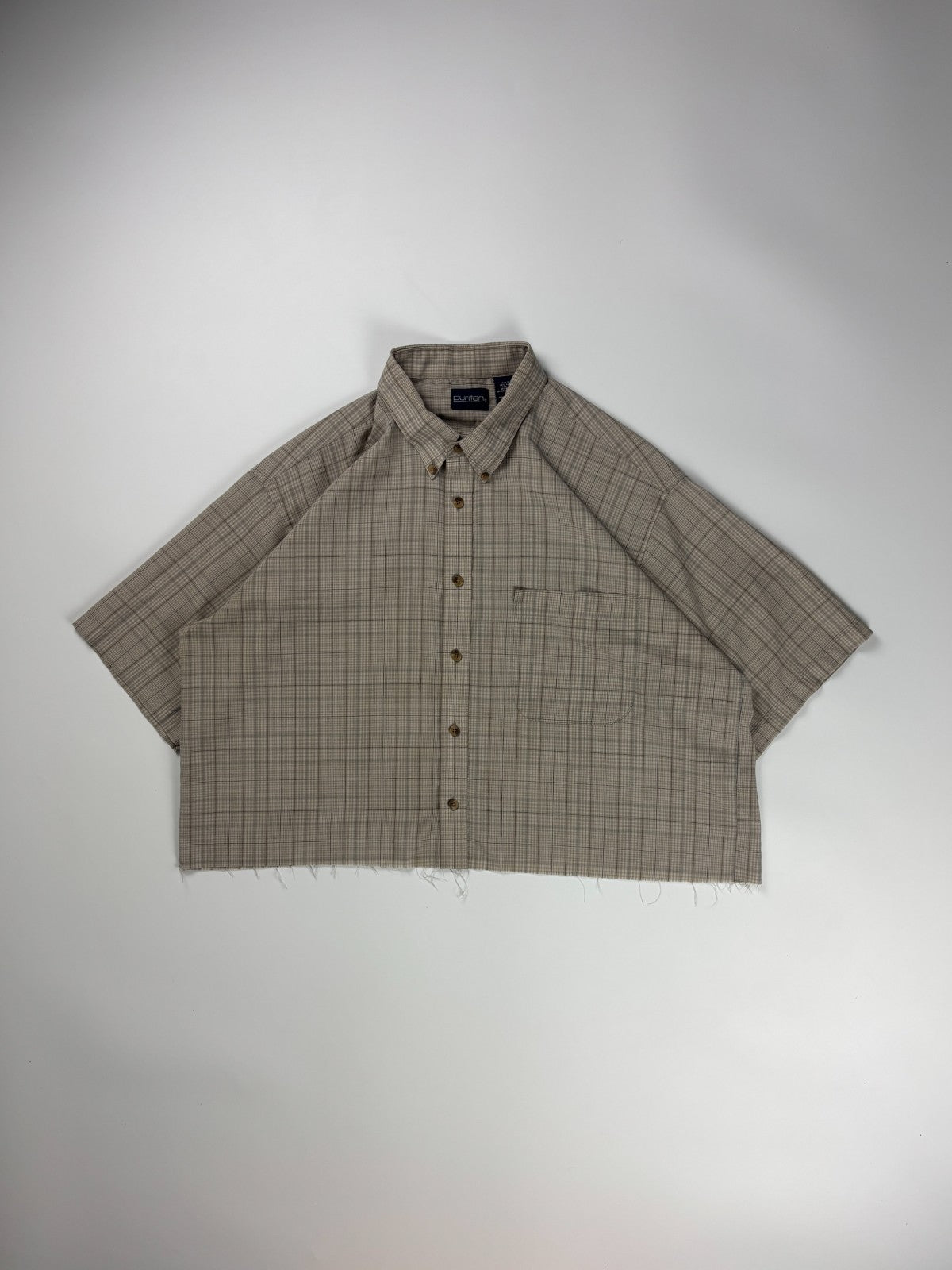 Vintage Puritan Plaid Cropped Button Up Shirt